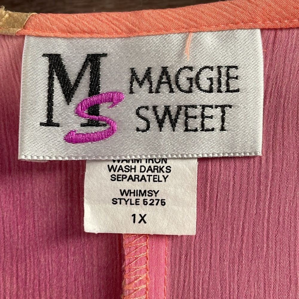 MAGGIE SWEET Womens Sleeveless Belted Maxi Dress 1X Tropical Floral Coral Pink - Picture 6 of 10